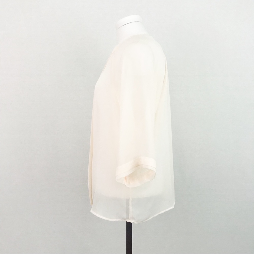 NWOT Sheer Pleated Blouse in Cream | Size XS - Picture 3 of 7
